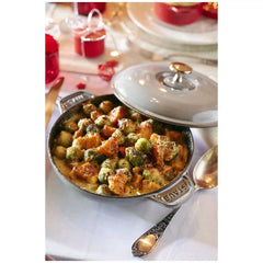 Staub | 8-inch, Round, Covered Baking Dish With Lid, Graphite Grey | Cast Iron