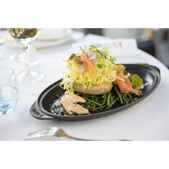 Staub | 12.25 inch, Oval, Covered Fish Pan, Matte Black | Cast Iron