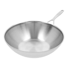 Demeyere | 12-inch, 18/10 Stainless Steel, Flat Bottom Wok, Silver | Industry 5