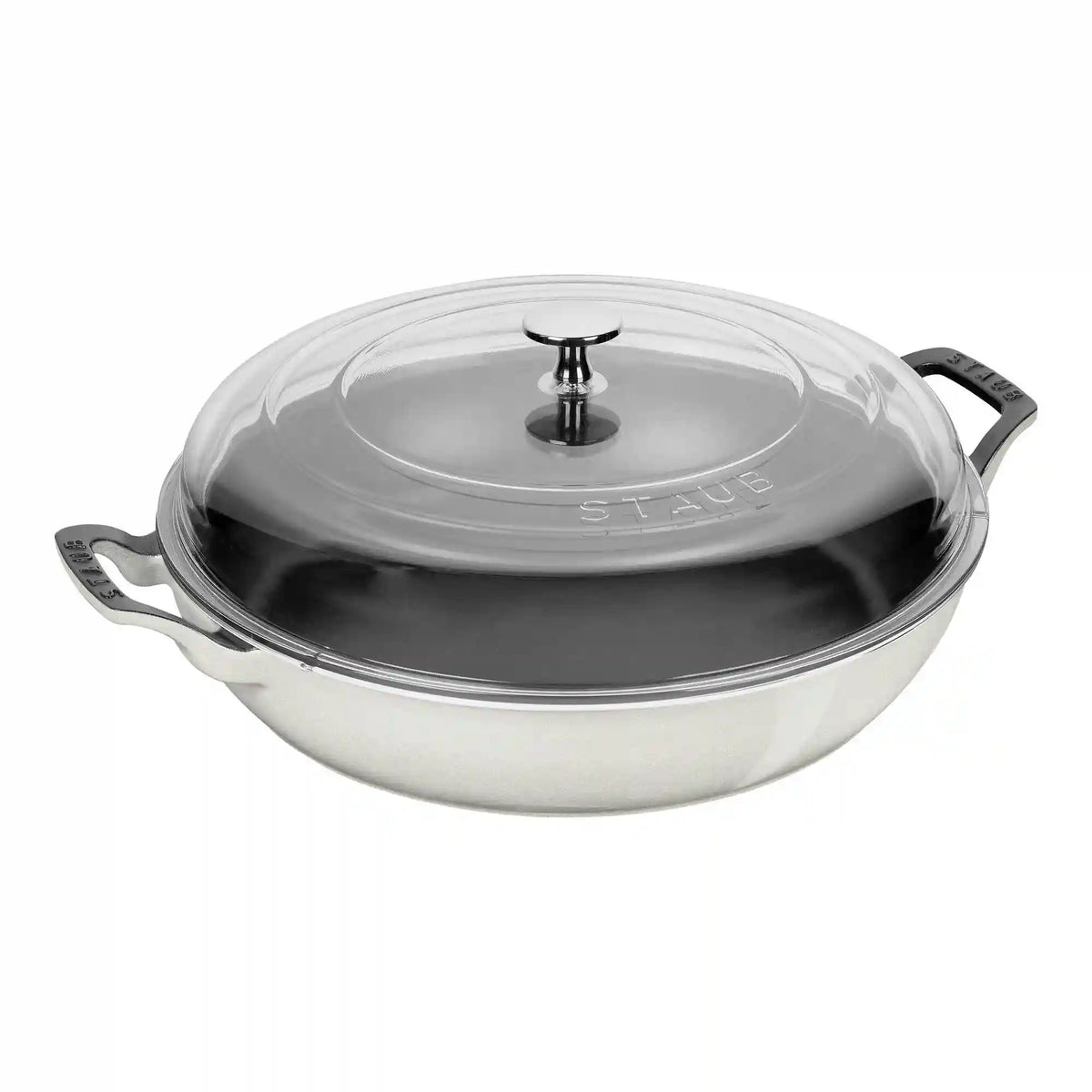 Staub | 3.5 qt, Braiser With Glass Lid, White Truffle | Cast Iron