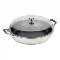 Staub | 3.5 qt, Braiser With Glass Lid, White Truffle | Cast Iron