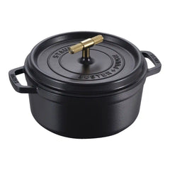 Staub | 4 qt, Round, Dutch Oven Buster And Punch, Matte Black | Cast Iron