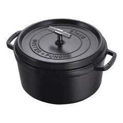 Staub | 7 qt, Round, Dutch Oven Buster And Punch, Matte Black | Cast Iron
