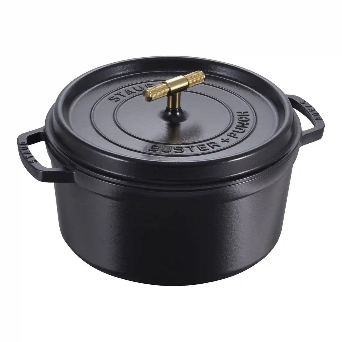 Staub | 7 qt, Round, Dutch Oven Buster And Punch, Matte Black | Cast Iron