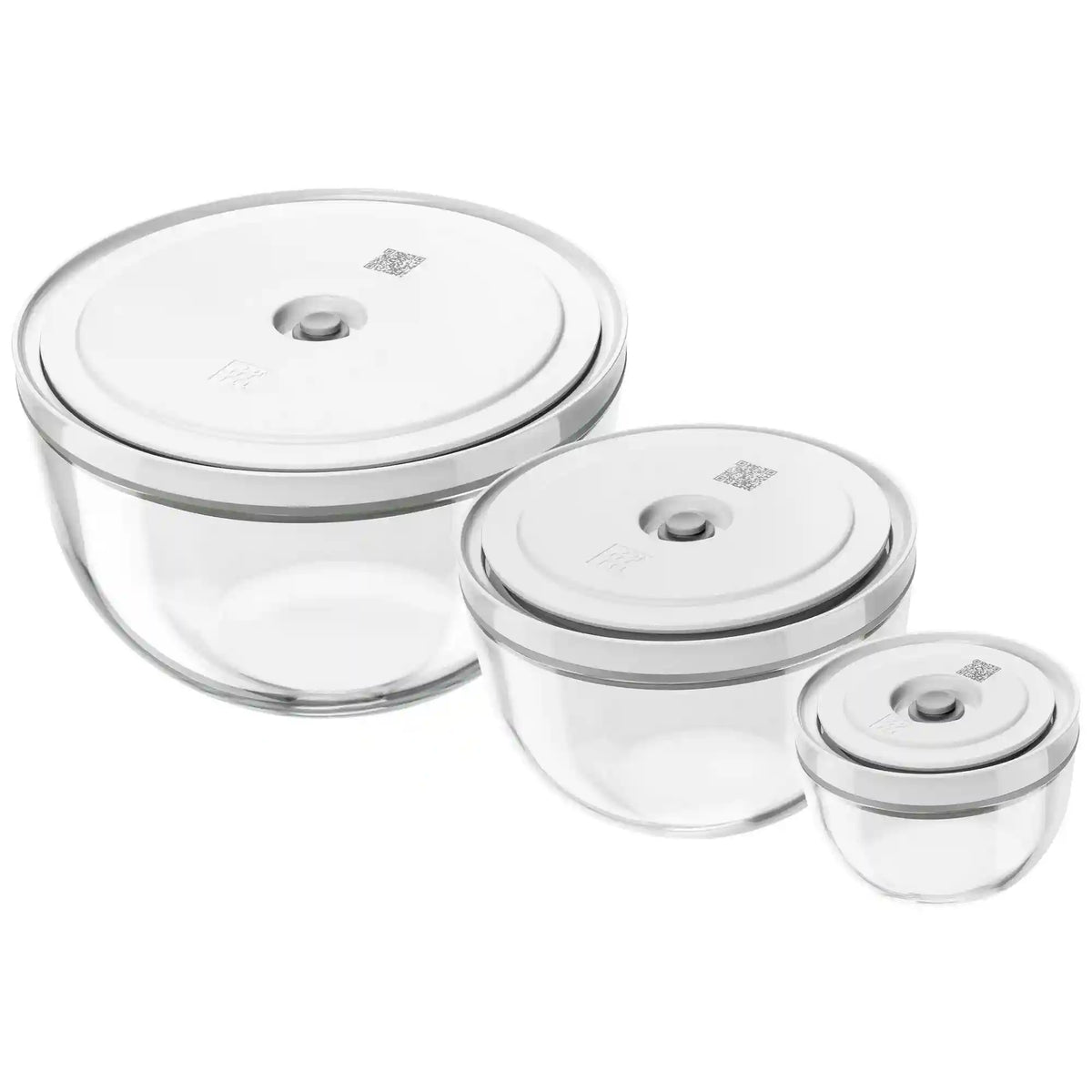 ZWILLING | Vacuum bowl set S/M/L / 6-pc, glass, Transparent-White | Fresh & Save BOWLS