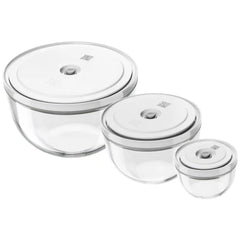 ZWILLING | Vacuum bowl set S/M/L / 6-pc, glass, Transparent-White | Fresh & Save BOWLS