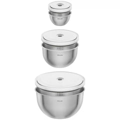 ZWILLING | Vacuum bowl set S/M/L / 6-pc, stainless steel, Silver-White | Fresh & Save BOWLS