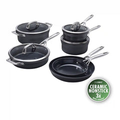 ZWILLING | 10-pc, Hard Anodized Ceramic Nonstick Cookware Set Ceramic Coating | Motion Ceramic