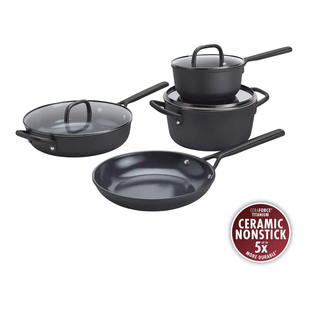 ZWILLING | 7-pc, Cookware Set Ceramic Nonstick Titanium | Milano