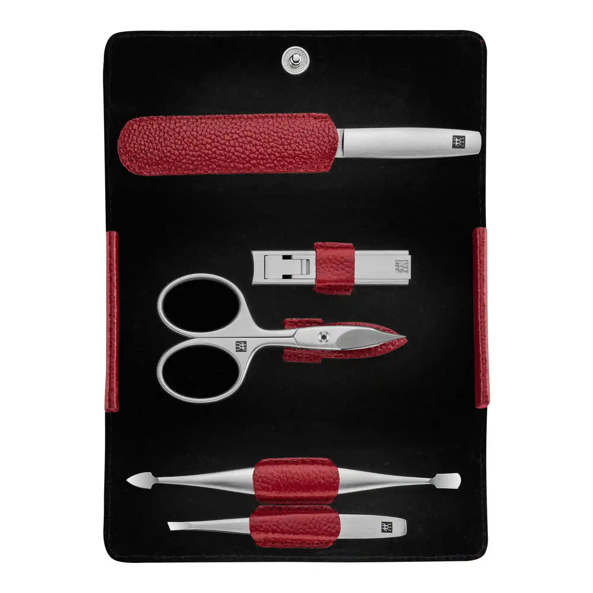 ZWILLING | 5-pc, Leather Manicure Pedicure Set With Nail Clippers, Red | PREMIUM