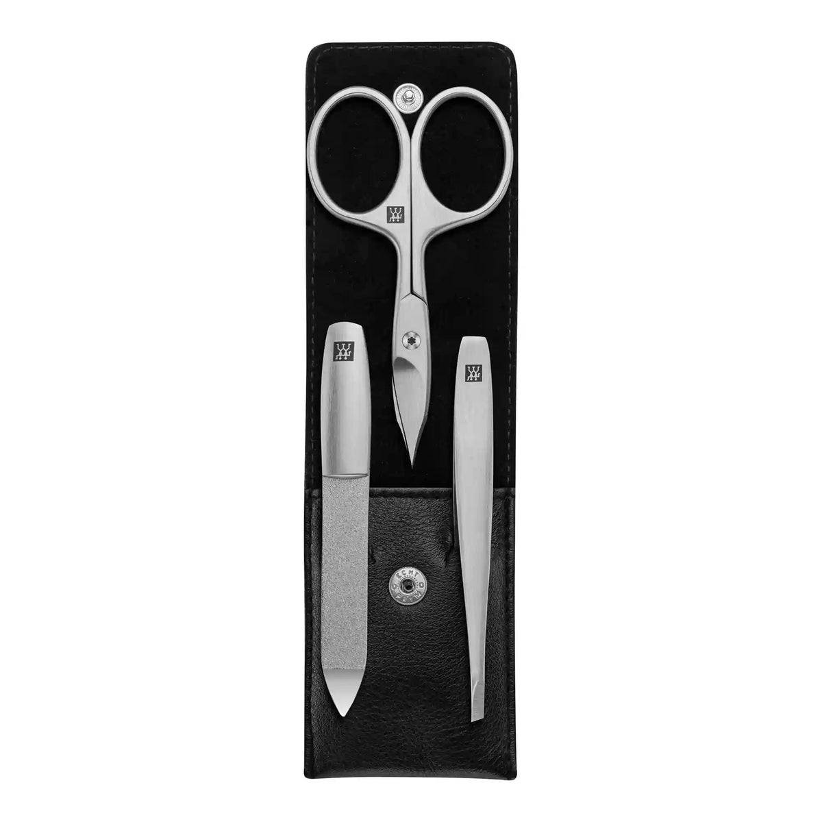 ZWILLING | 3-pc, Nappa Leather Manicure Pedicure Set With Combination Nail Scissors, Matte Black | PREMIUM