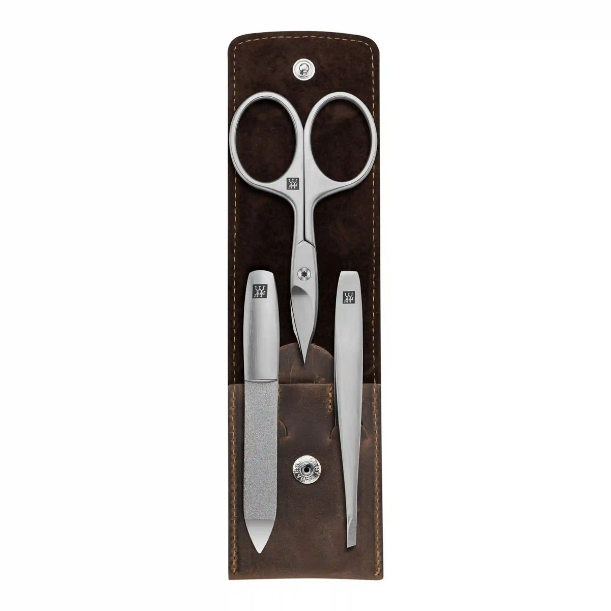 ZWILLING | 3-pc, Leather Manicure Pedicure Set With Combination Nail Scissors, Brown | PREMIUM