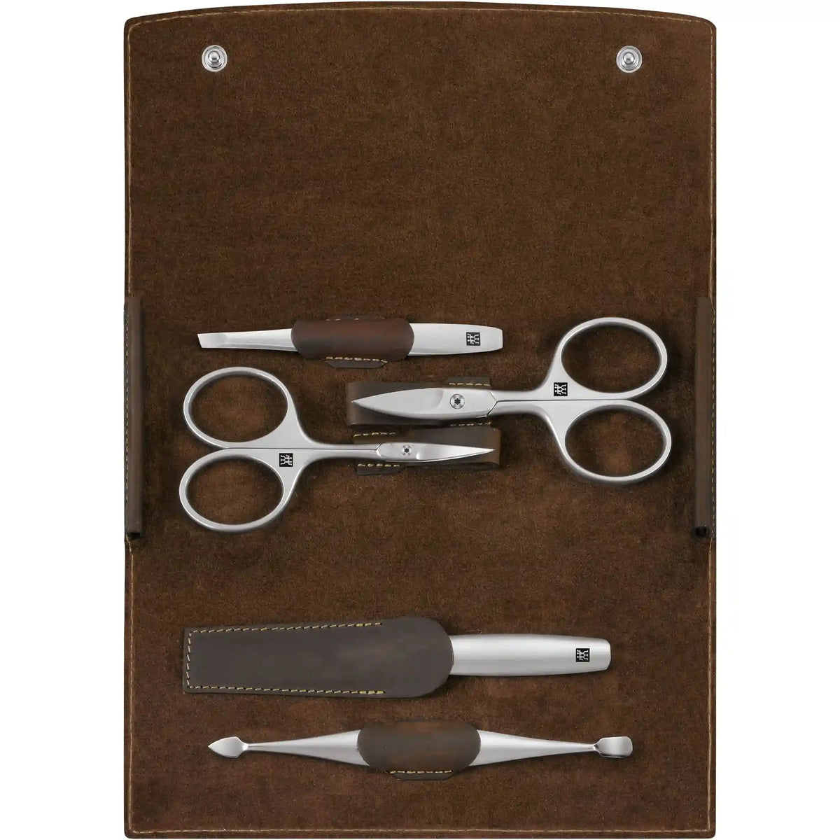 ZWILLING | 5-pc, Leather Manicure Pedicure Set With Nail Scissors, Brown | PREMIUM