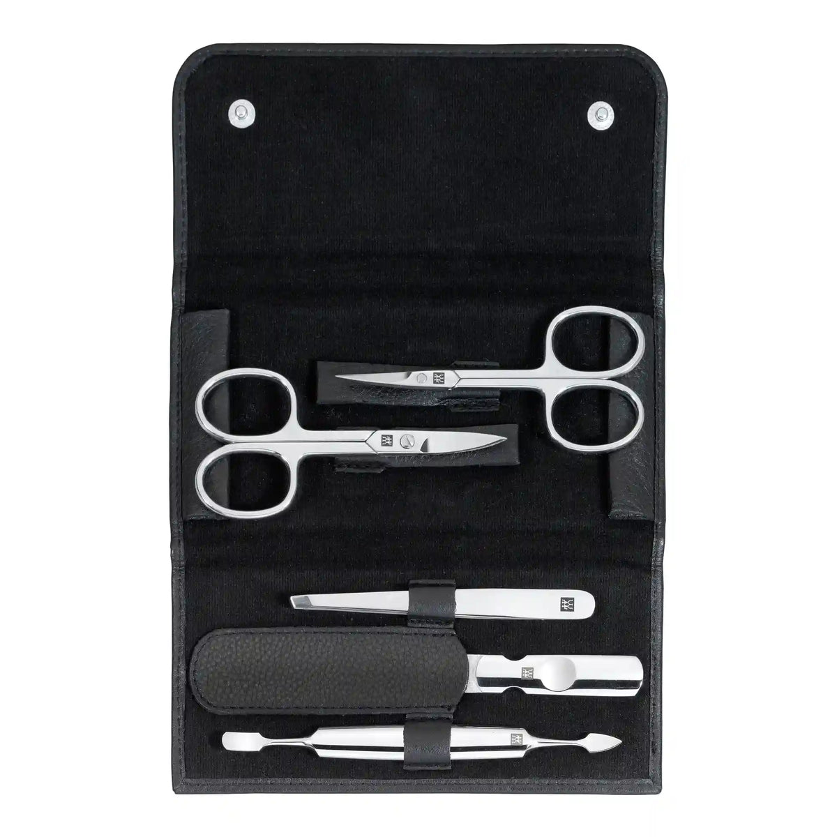 ZWILLING | 5-pc, Leather Manicure Pedicure Set With Nail Scissors, Matte Black | CLASSIC