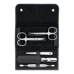 ZWILLING | 5-pc, Leather Manicure Pedicure Set With Nail Scissors, Matte Black | CLASSIC
