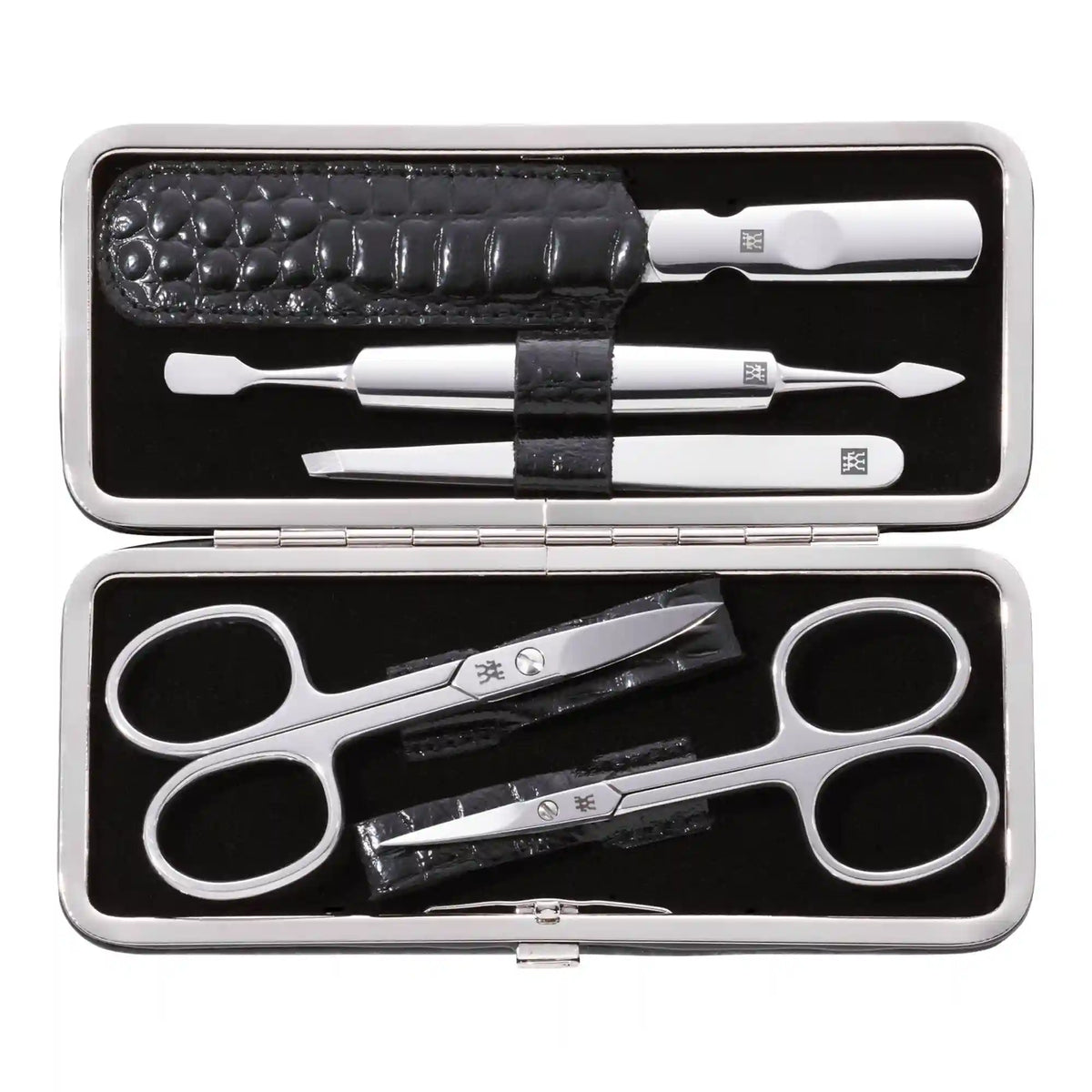 ZWILLING | 5-pc, Matte Black, Leather, Manicure Pedicure Set With Nail Scissors | CLASSIC