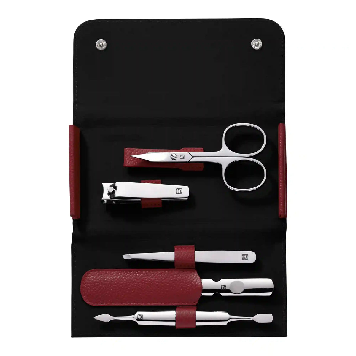 ZWILLING | 5-pc, Leather Manicure Pedicure Set With Nail Clippers, Red | CLASSIC