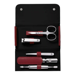 ZWILLING | 5-pc, Leather Manicure Pedicure Set With Nail Clippers, Red | CLASSIC