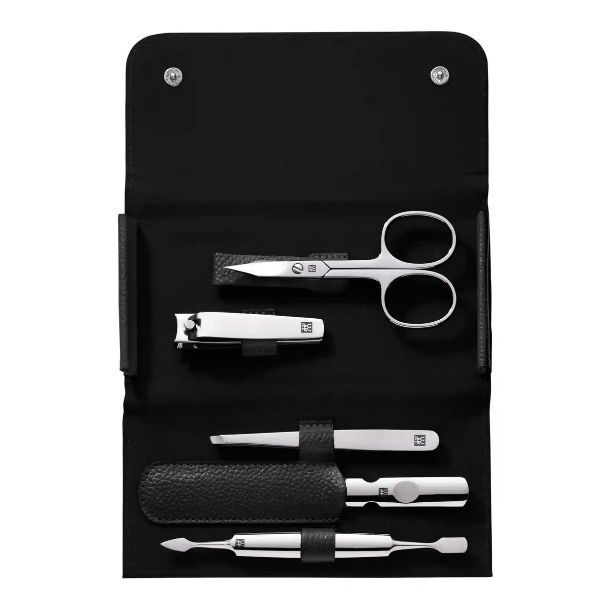 ZWILLING | 5-pc, Leather Manicure Pedicure Set With Nail Clippers, Matte Black | CLASSIC
