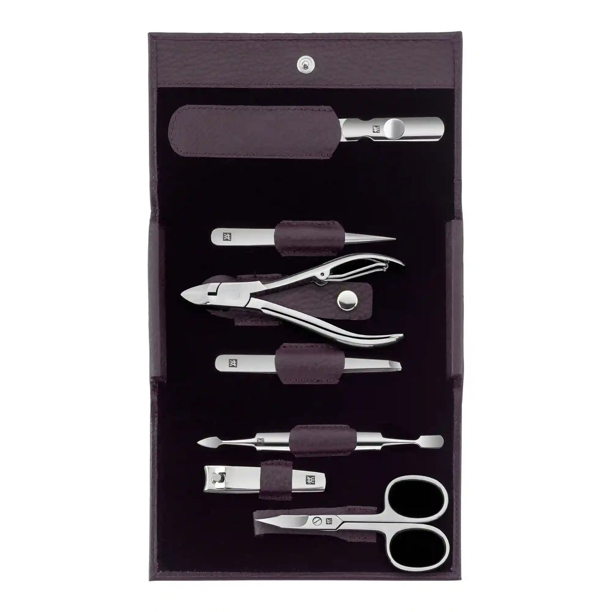 ZWILLING | 7-pc, Leather Manicure Pedicure Set With Nail Clippers, Purple | CLASSIC