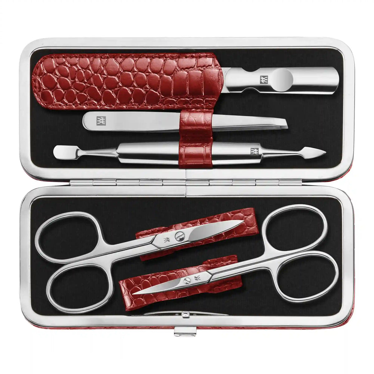 ZWILLING | 5-pc, Red, Leather, Manicure Pedicure Set With Nail Scissors | CLASSIC