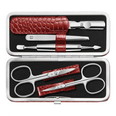 ZWILLING | 5-pc, Red, Leather, Manicure Pedicure Set With Nail Scissors | CLASSIC