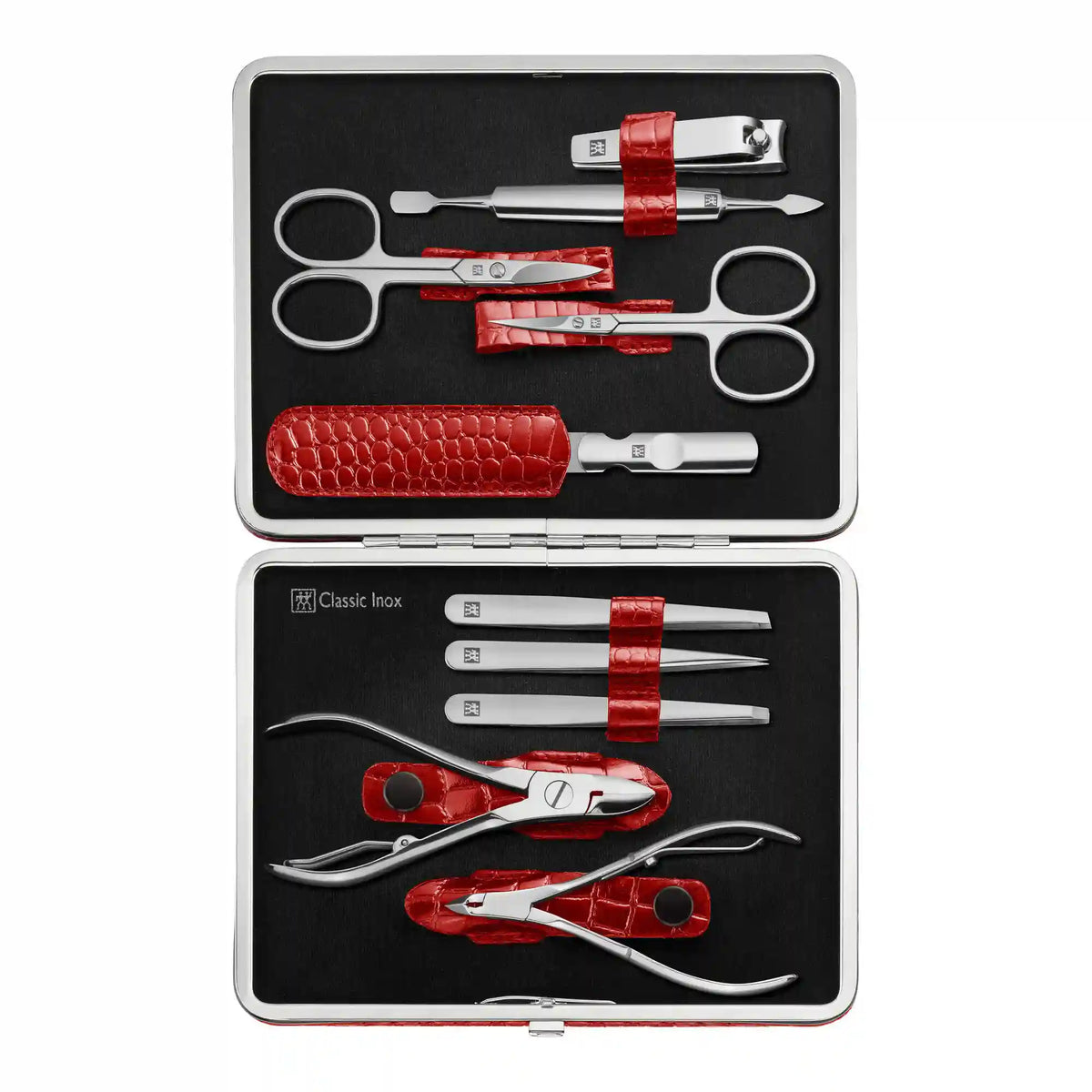 ZWILLING | 10-pc, Red, Leather, Manicure Pedicure Set With Nail Clippers | CLASSIC