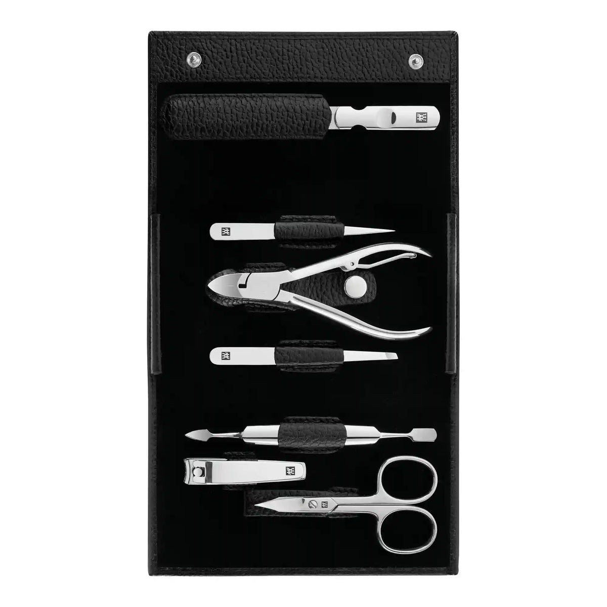 ZWILLING | 7-pc, Leather Manicure Pedicure Set With Nail Clippers, Matte Black | CLASSIC