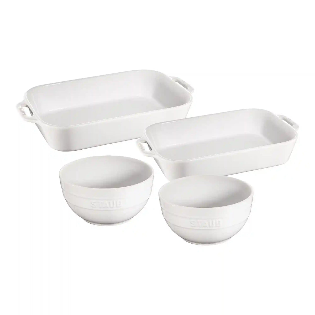 Staub | 4-pc, Baking And Bowl Set, White | Stoneware