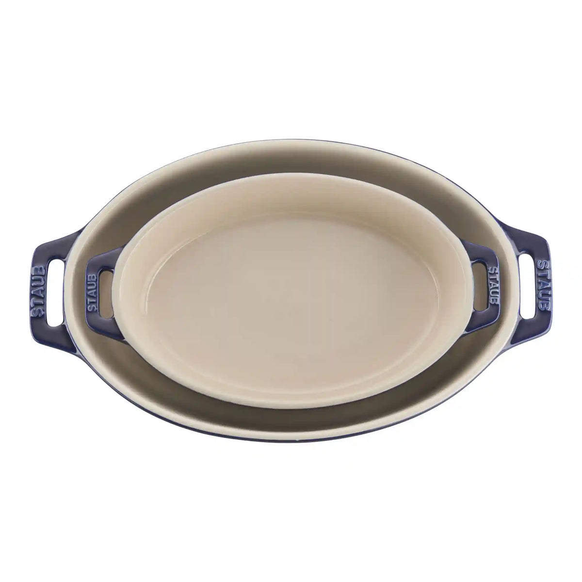 Staub | 2-pc, Oval Baking Dish Set, Dark Blue | Stoneware