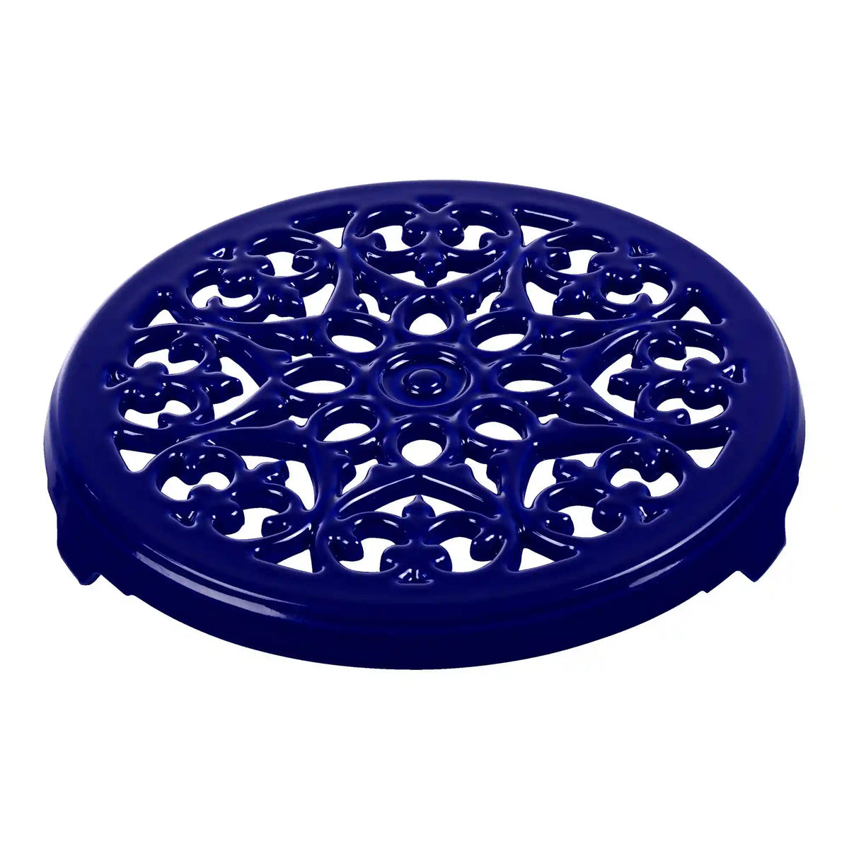 Staub | 9-inch, Round, Cast Iron Lilly Trivet, Dark Blue | Cast Iron - Accessories