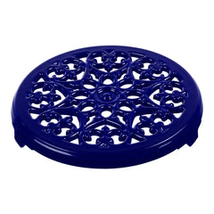 Staub | 9-inch, Round, Cast Iron Lilly Trivet, Dark Blue | Cast Iron - Accessories