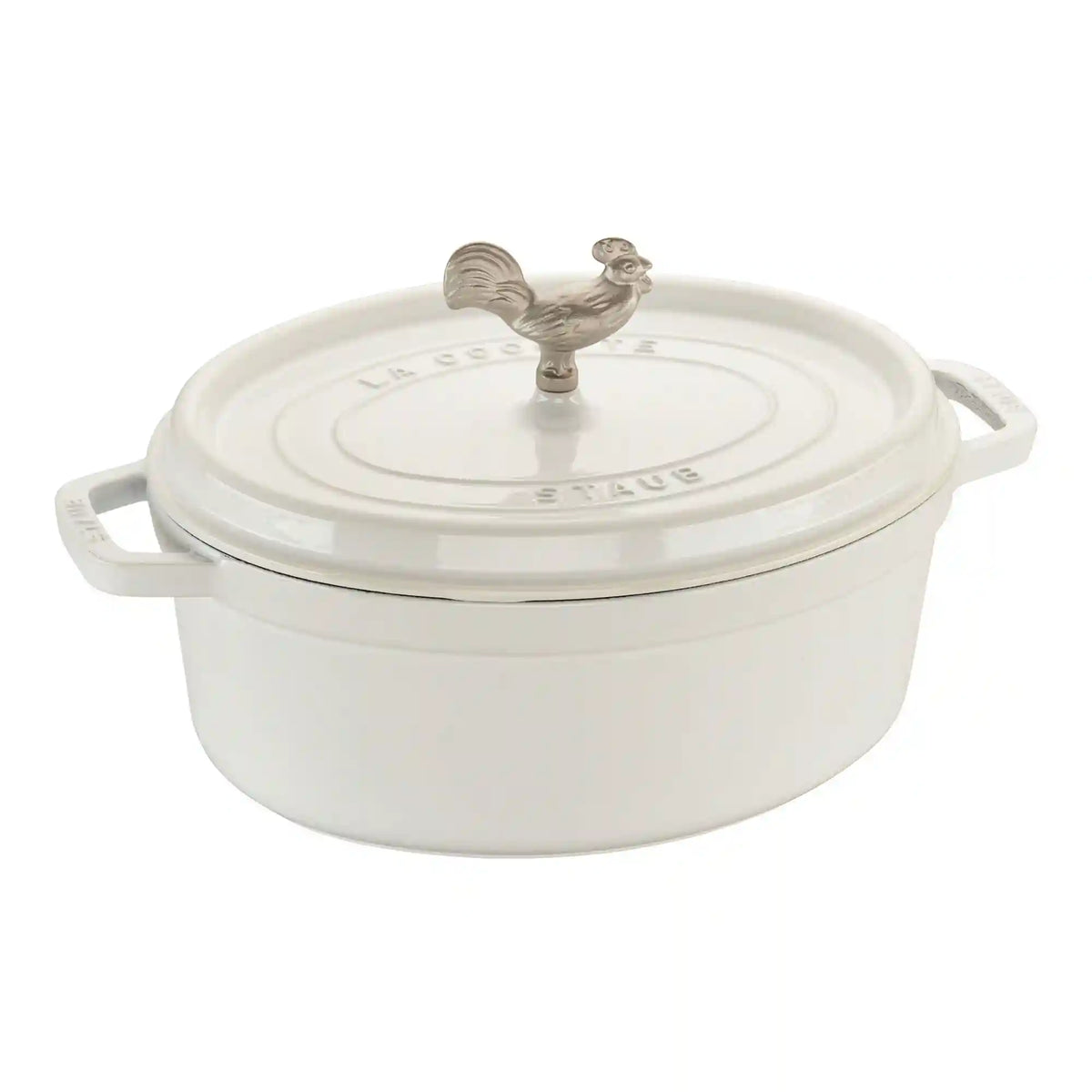 Staub | 5.75 qt, Oval, Coq Au Vin Dutch Oven, Pure White | Cast Iron