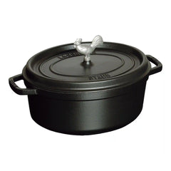 Staub | 5.75 qt, Oval, Coq Au Vin Dutch Oven, Matte Black | Cast Iron