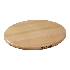 Staub | 11.25 inch, Oval, Magnetic Wood Trivet, Brown | Cast Iron - Accessories