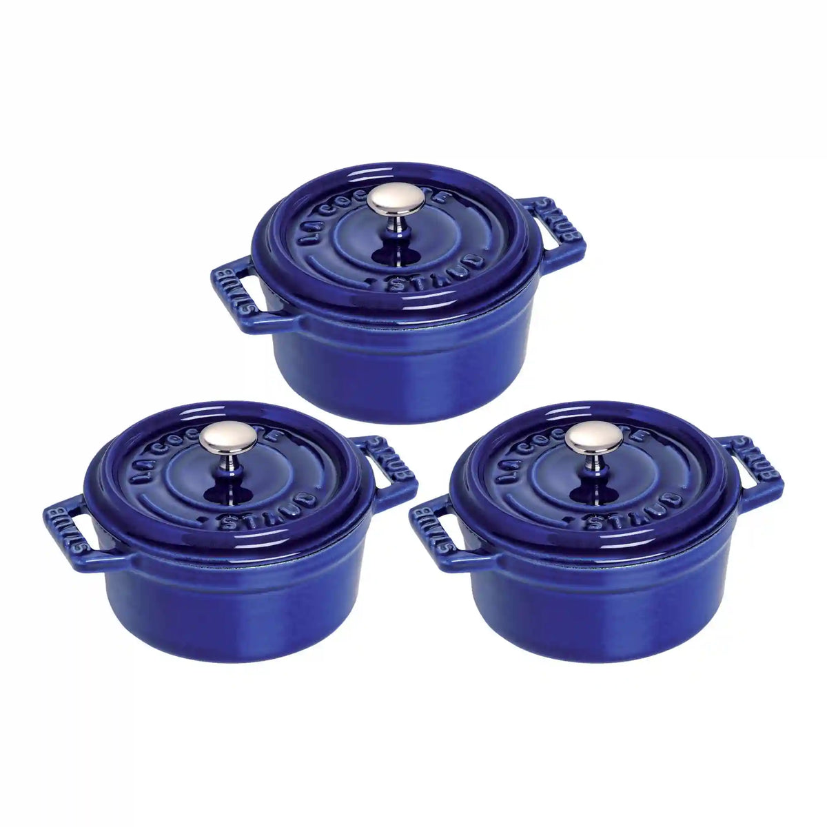 Staub | 3-pc, Dutch Oven Set, Dark Blue | Cast Iron
