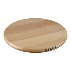 Staub | 9-inch, Round, Magnetic Wood Trivet, Brown | Cast Iron - Accessories