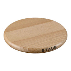 Staub | 6-inch, Round, Magnetic Wood Trivet, Brown | Cast Iron - Accessories