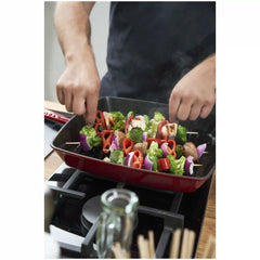 Staub | 12-inch, Cast Iron, Square, Grill Pan, Cherry | Cast Iron
