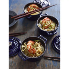 Staub | 3-pc, Mini Round Dutch Oven Set, Dark Blue | Stoneware
