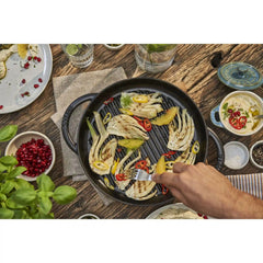 Staub | 10-inch, Round Double Handle Pure Grill, Matte Black | Cast Iron
