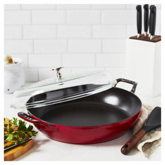 Staub | 3.5 qt, Braiser With Glass Lid, Cherry | Cast Iron