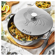 Staub | 3.75 qt, Essential French Oven Rooster Lid, Graphite Grey | Cast Iron