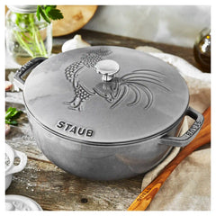 Staub | 3.75 qt, Essential French Oven Rooster Lid, Graphite Grey | Cast Iron