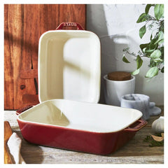 Staub | 2-pc, Rectangular Baking Dish Set, Rustic Red | Stoneware