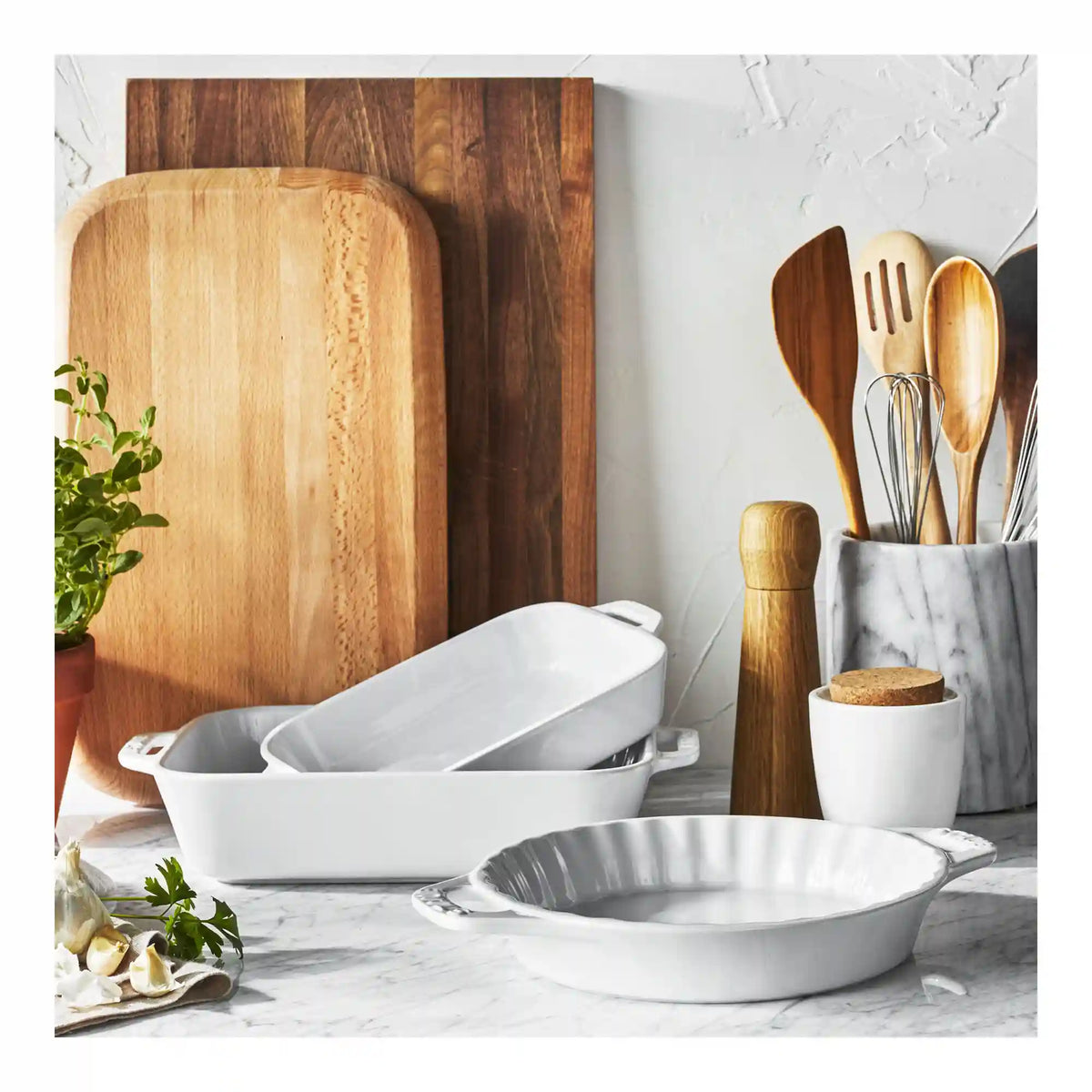 Staub | 3-pc, Ovenware set, White | Stoneware