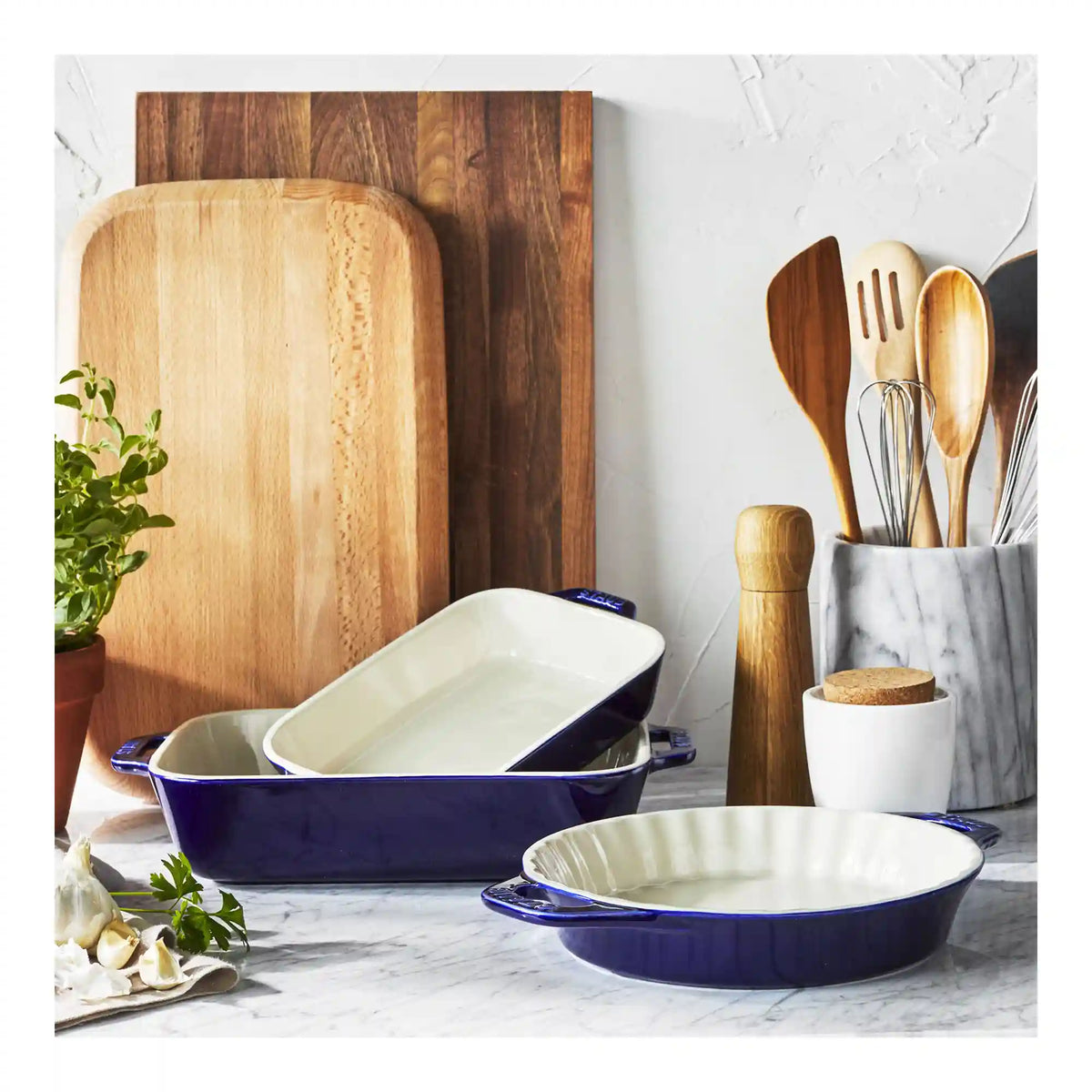 Staub | 3-pc, Ovenware set, Dark Blue | Stoneware