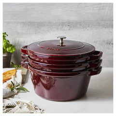 Staub | 4-pc Stackable Cookware Set, Grenadine, Cast Iron  | Cast Iron
