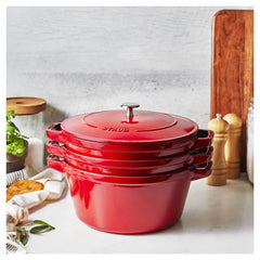 Staub | 4-pc Stackable Cookware Set, Cherry, Cast Iron  | Cast Iron