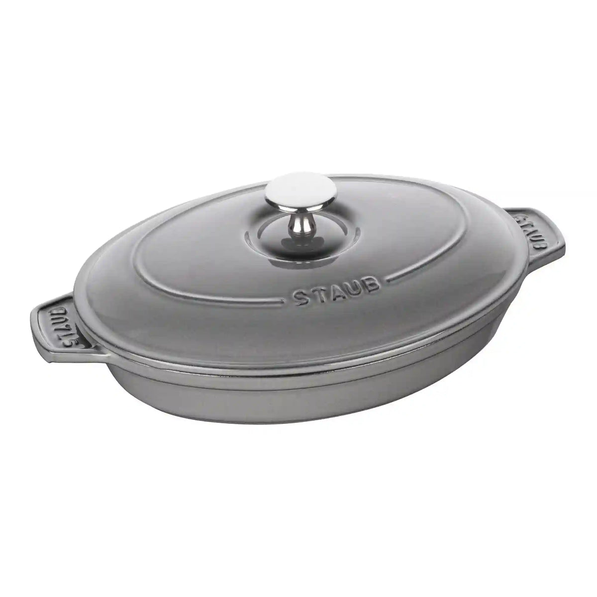 Staub | 9-inch, Oval, Covered Baking Dish With Lid, Graphite Grey | Cast Iron